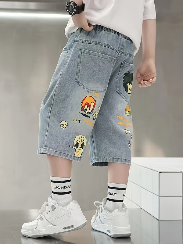Boys' Denim Shorts | Casual Non-Stretch Fabric, Regular Fit, Summer Leisure.