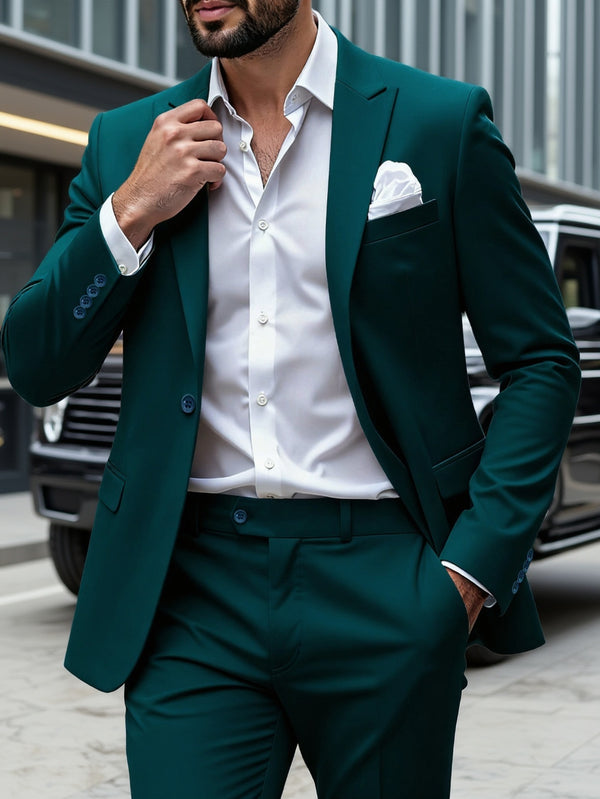 Men's Two-Piece Single-Breasted Suit and Trousers Set.