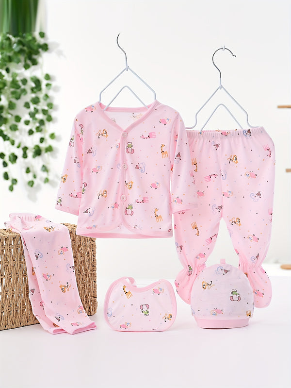 Newborn Baby Five-Piece Outfit Set for Infants.
