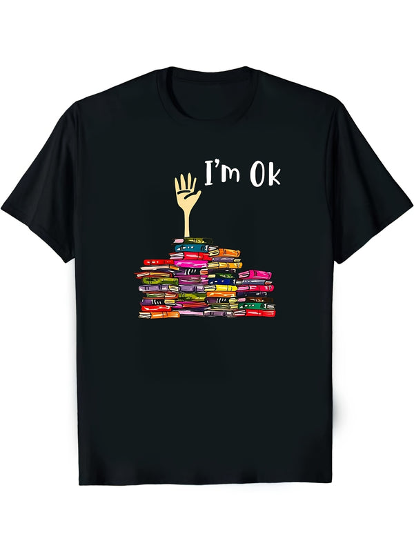 Men's T-Shirt for Librarians And Teachers - Funny Book Pile Graphic.