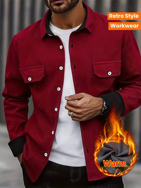 Men’s Shirt Inside Warm Long Sleeve Jacket.