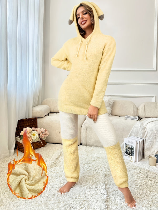 2pcs Women’s Autumn and Winter Thickened Warm Pajama Set.