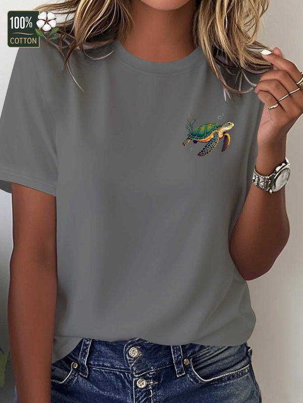 Women's Comfort Fit Seaweed Vibrant Sea Turtle Swimming T-Shirt.