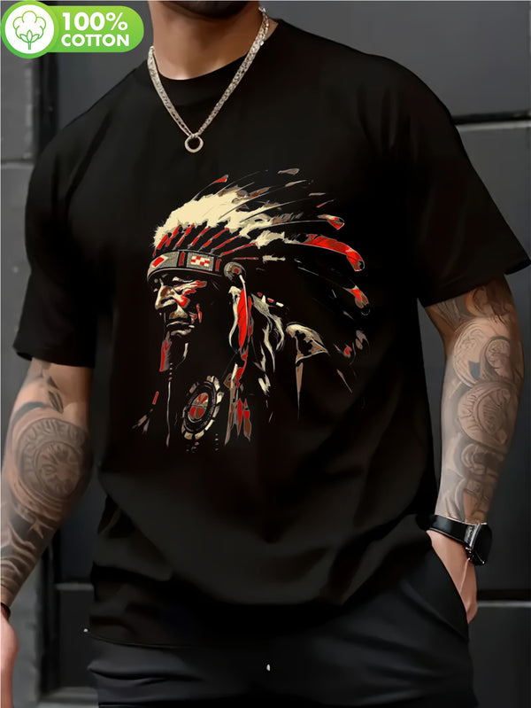 Men's Retro Native American Indian Headdress T-Shirt.