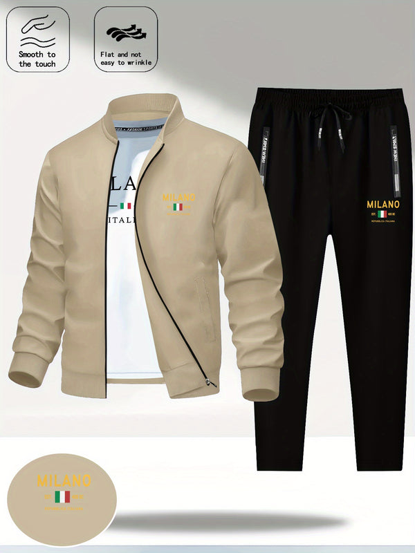 Men's Two-Piece Round Neck Jacket and Pants.