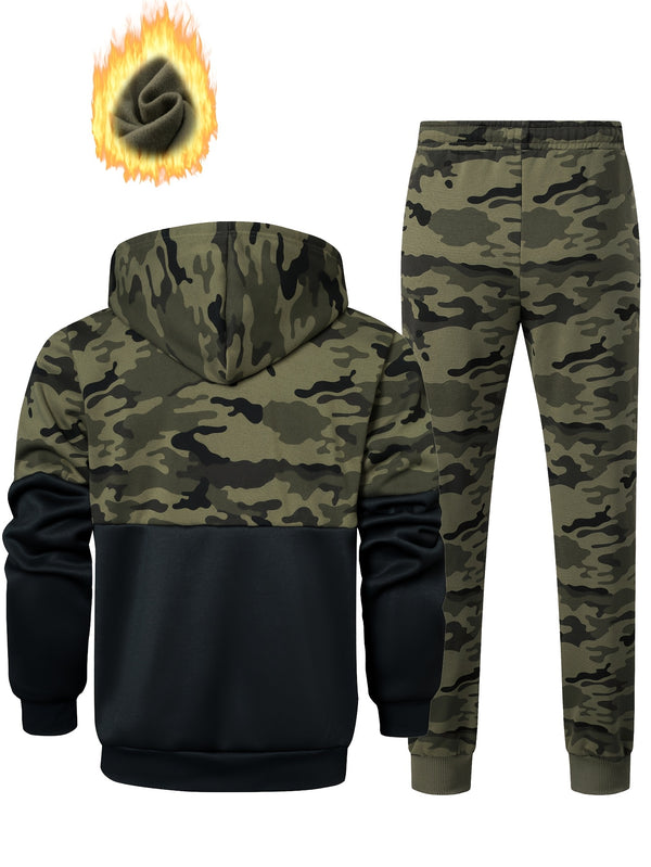 Men'S Outdoor Camouflage Sportswear Casual Hooded Tracksuit.
