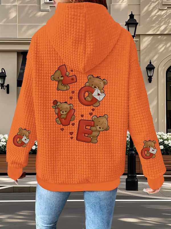 Women's Casual Waffle Zip-Up Hoodie.