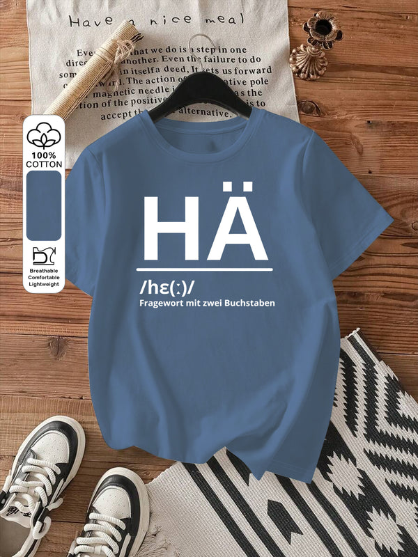 Women's Fashion Letter Print Round Neck Short Sleeve T-Shirt.