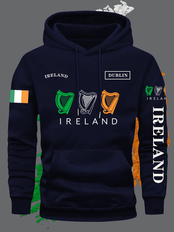 Men's Brown Ireland Flag Graphic Hoodie.