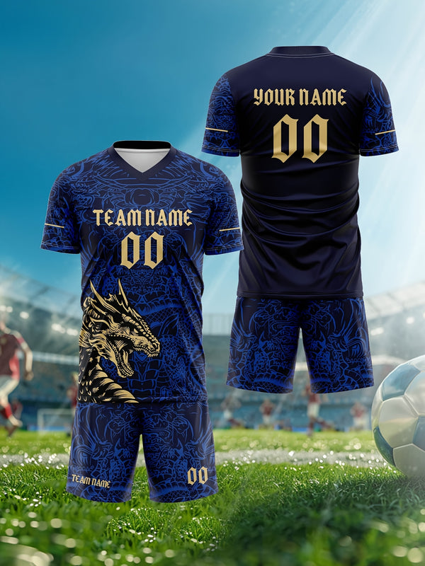 2025 Summer Autumn V-Neck T-Shirt Soccer Jersey Set for Men.