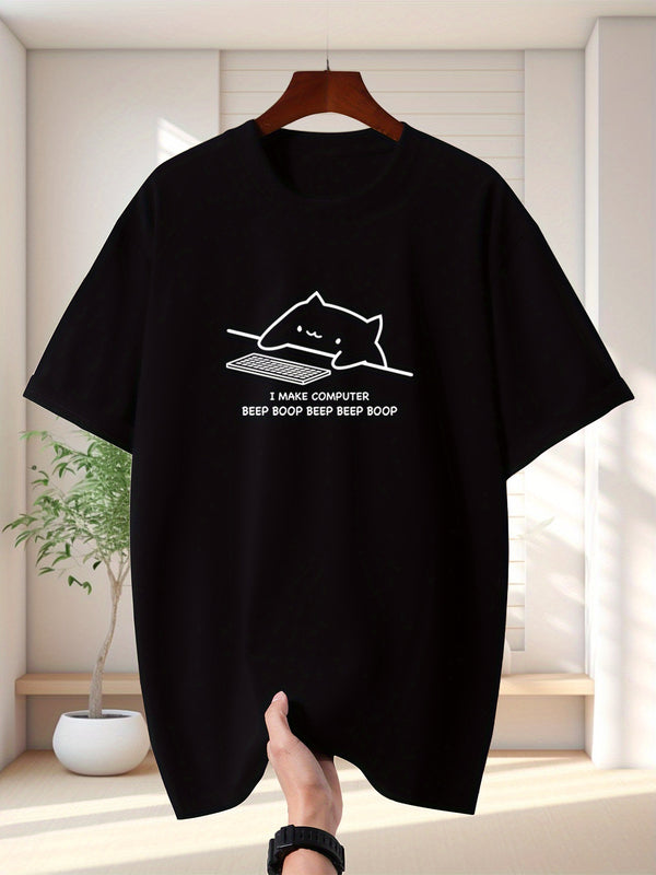 Men's Pure Cotton New Fashion Letter Design Print Casual Short Sleeve.