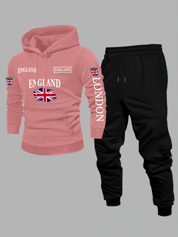 Men'S Print 2pcss Set, Casual HoodedSweatshirt and Joggers Suit.