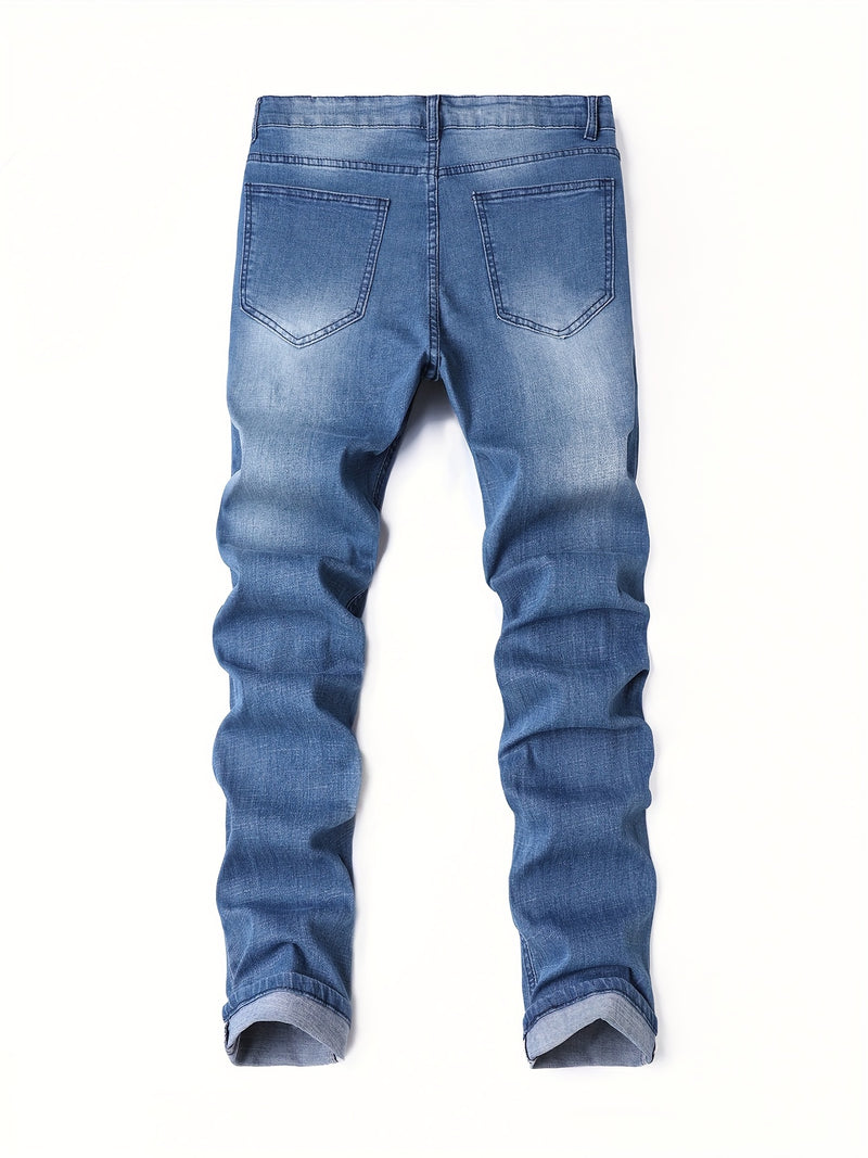 Men's Skinny Jeans with Distressed Knee holes.