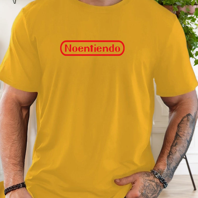 Men's Spanish "No Entiendo" Print Solid Color Casual T-Shirt.