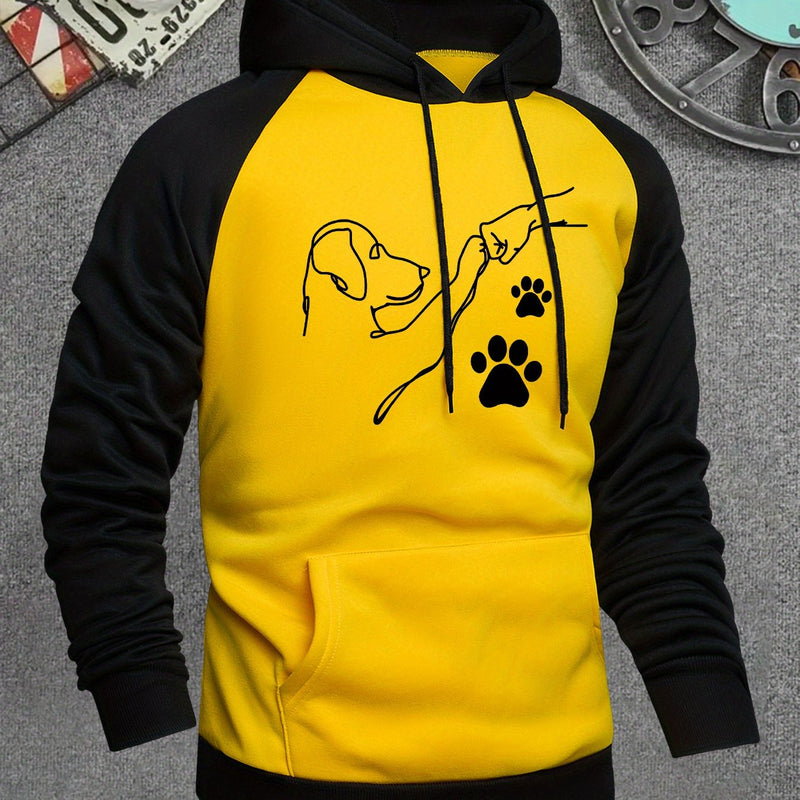 Men's Hooded Sweatshirt with Dog Paw Print.