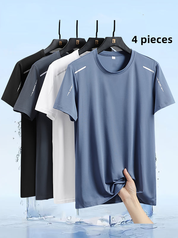 4pcs Men's quick-dry sports T-shirt.