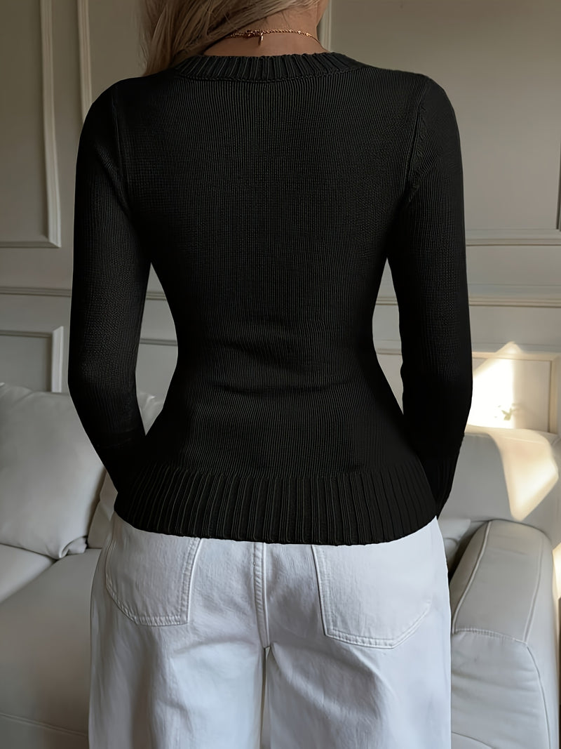 Elegant Ladies' V-neck Long Sleeve Slim Fit Cardigan.