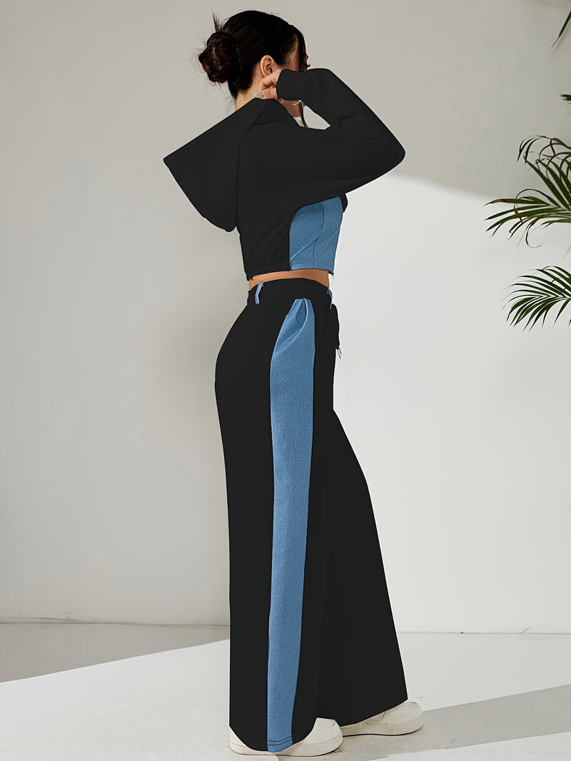 Women's Casual Elegant Straight-Leg Pants Spliced Suit.