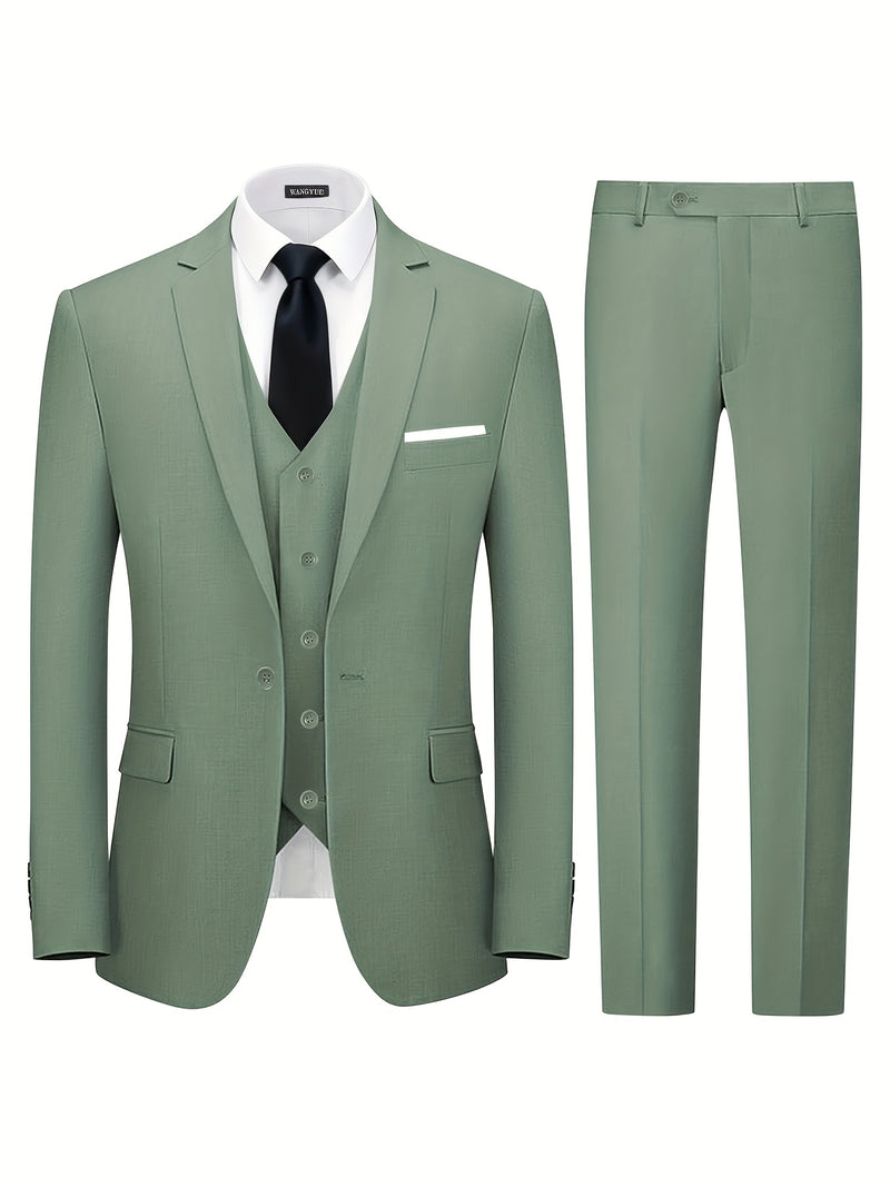 Men's 3pcs Regular Casual Business Suit Set Including Jacket.