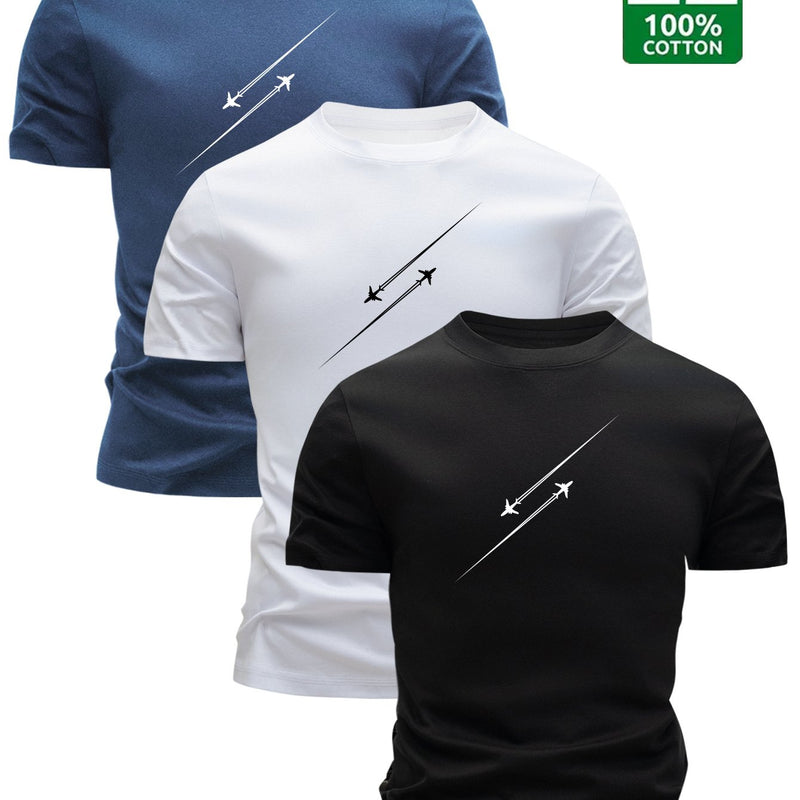 3pcs Men’s Cotton T-Shirts, Casual Fashion Top.
