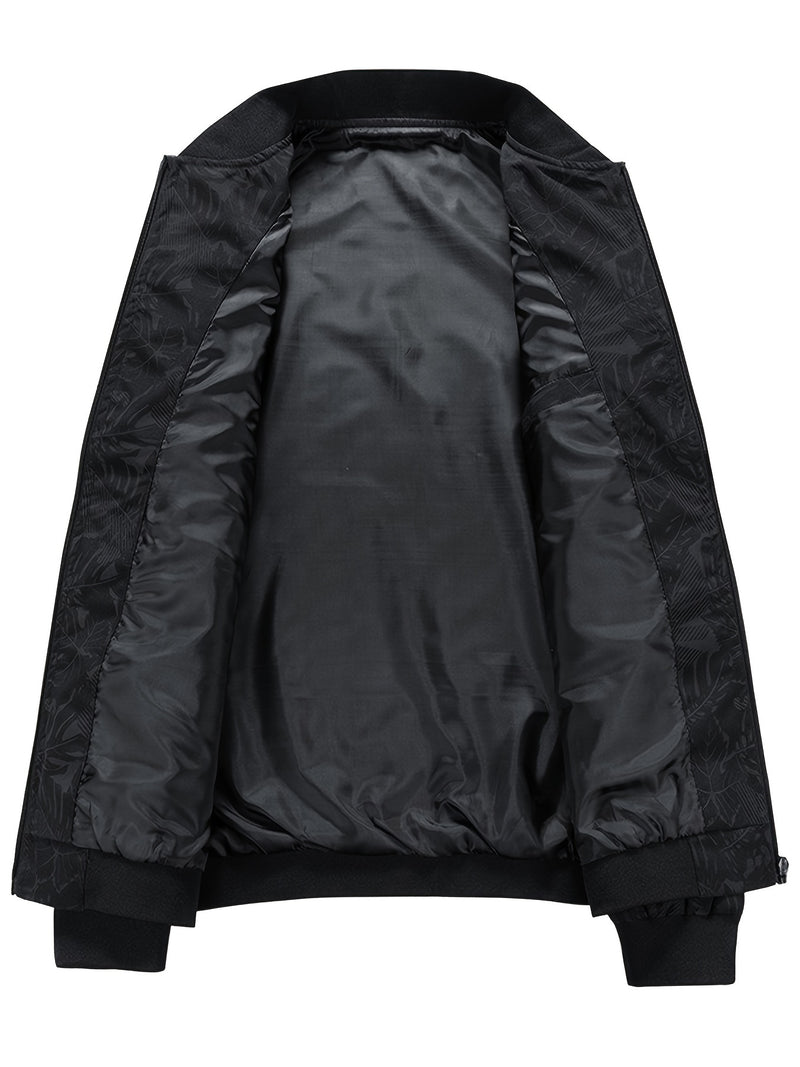 Men'S Fashion Print Casual Sports Jacket with Baseball Collar, Long Sleeve.
