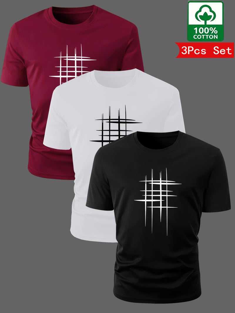 3 pcs Cotton Short-sleeve Men's T-shirts.