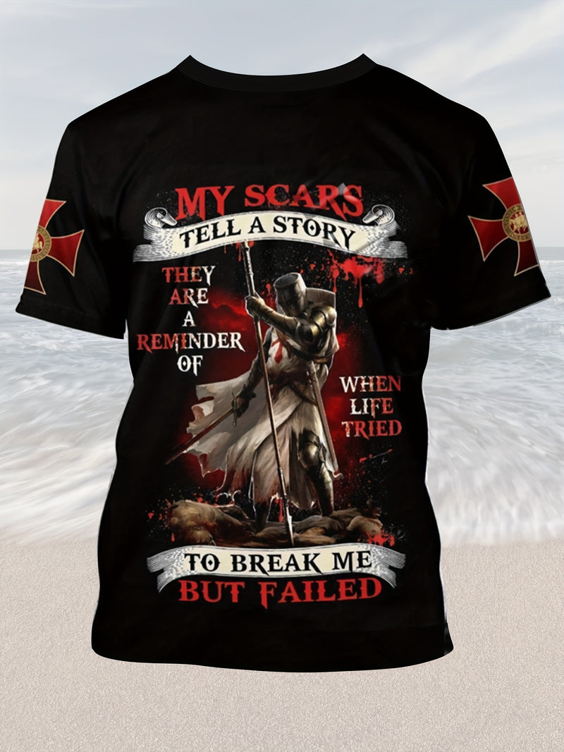 Men's 3D Digital Print T-Shirt with 3D Cube.