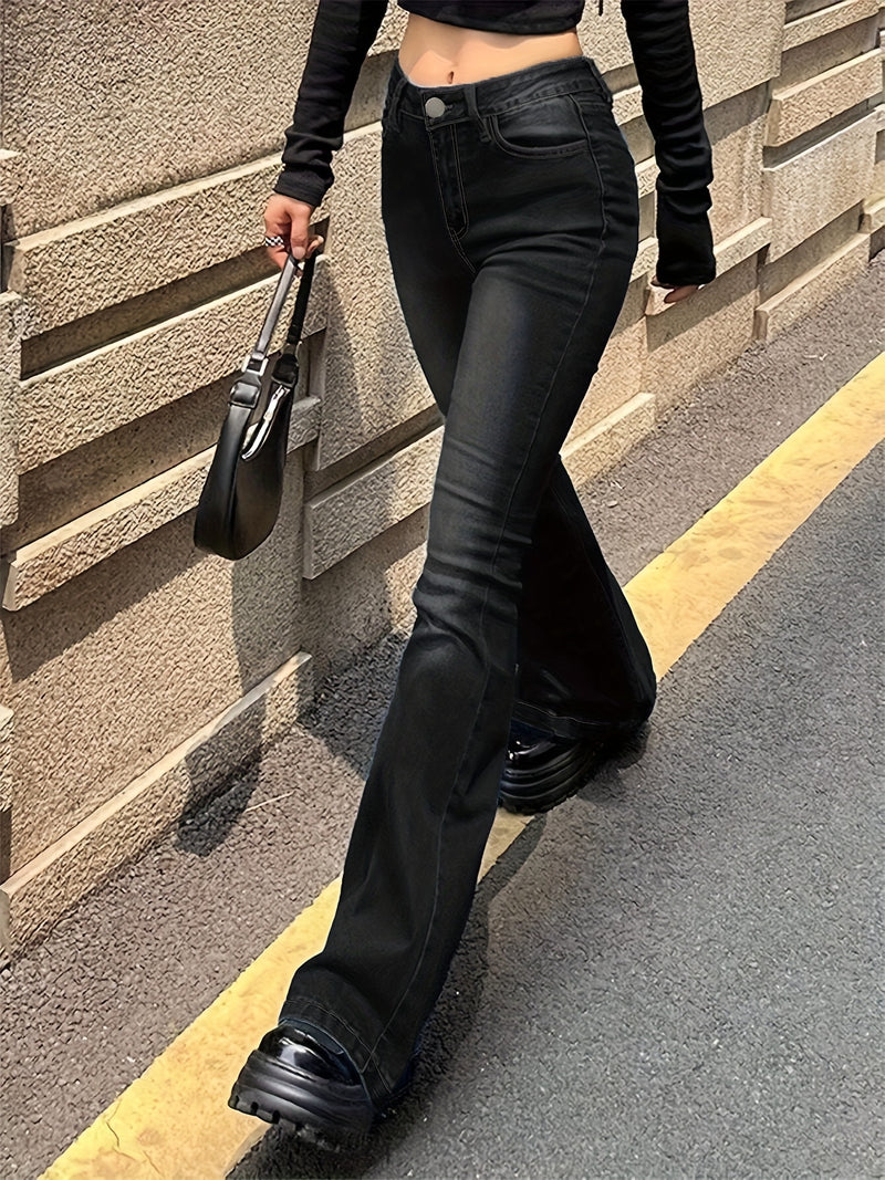 Women's High-Stretch Retro Flare Jeans.