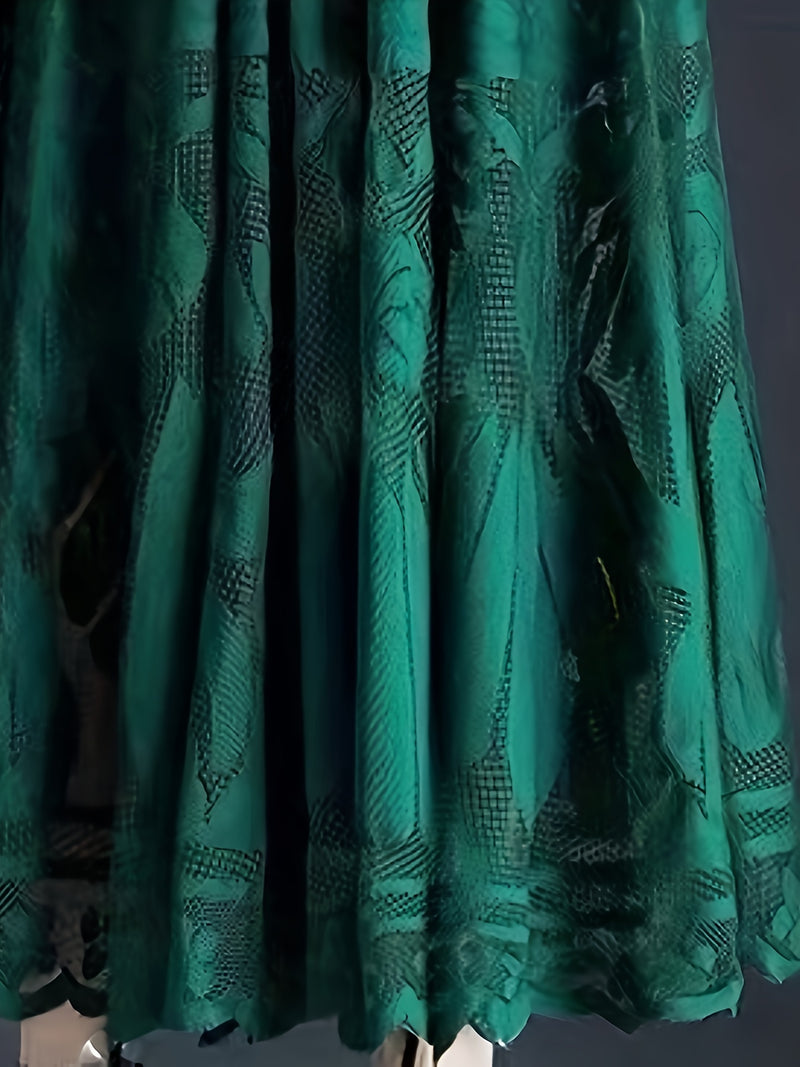 Elegant Women's A-Line Lace Skirt - Long Pleated Design.