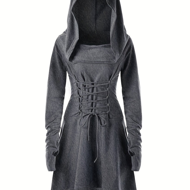 Women's Solid Color Tie-Up Asymmetrical Dress.