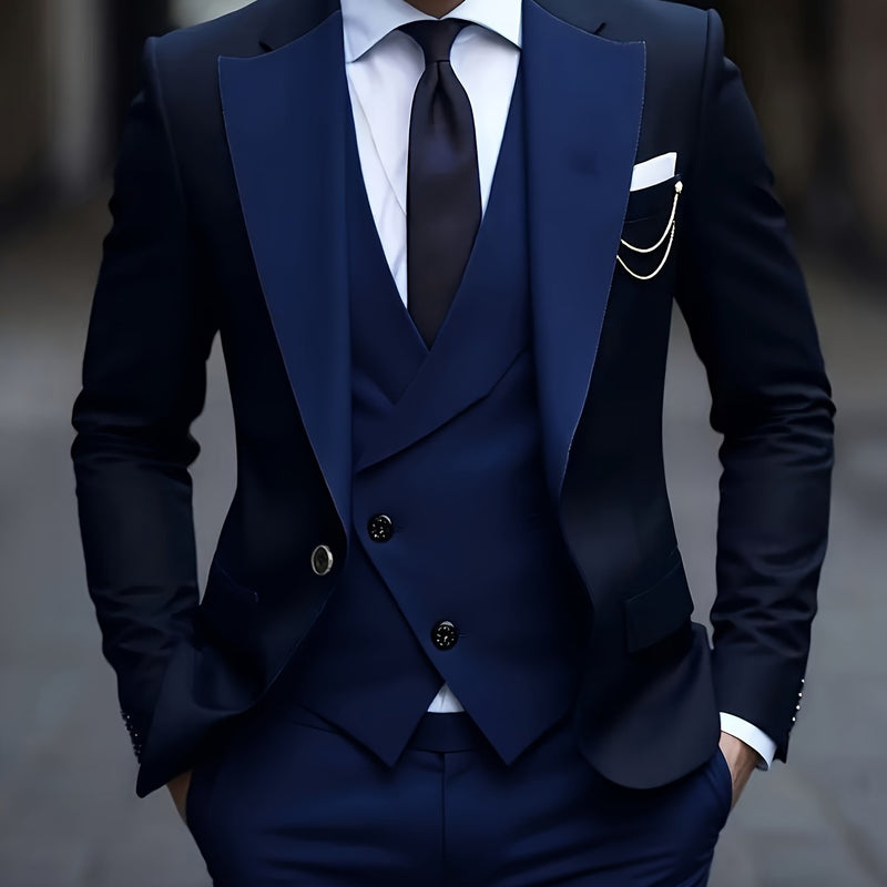 Men's Three-Piece Suit Set, Business Formal Wear.