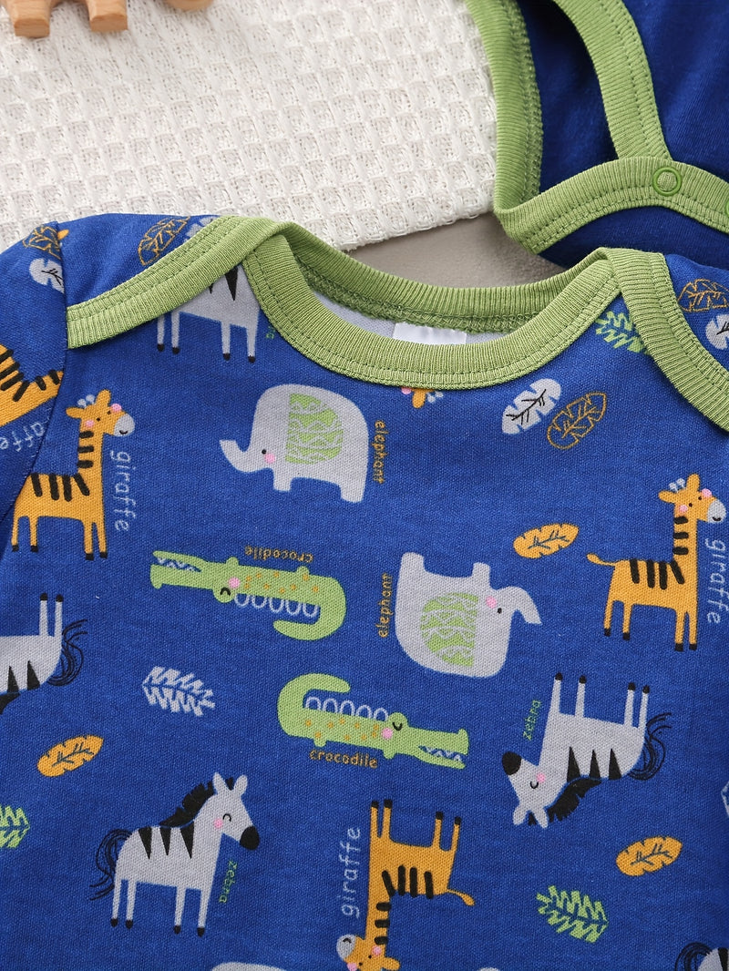 Newborn Baby Boy's Three-Point Romper with Short Sleeves, 5pcs.