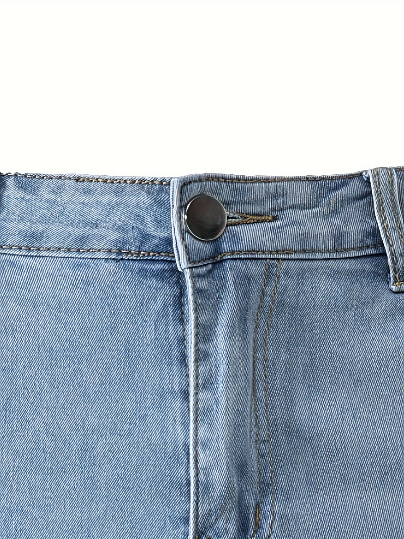 Men’s Fashionable Casual Mid-Rise Denim Work Pants.