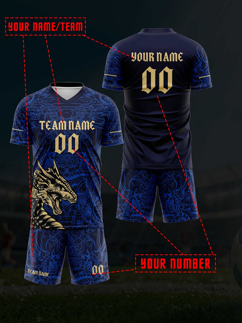 2025 Summer Autumn V-Neck T-Shirt Soccer Jersey Set for Men.