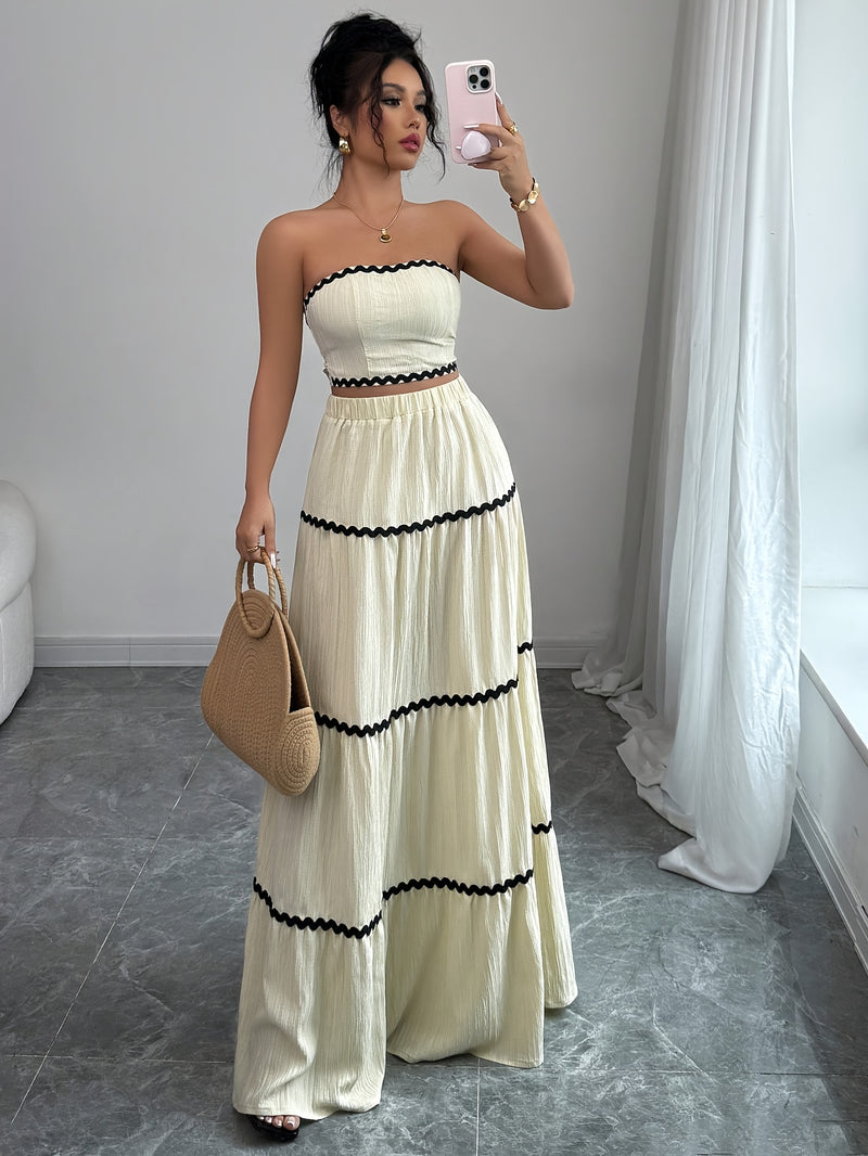 Women's Elegant Spring/Summer Top and Skirt Set for Parties.