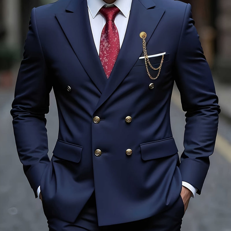 Men's 2pcs Wedding Suit Set - Slim Fit Business Suit Jacket.