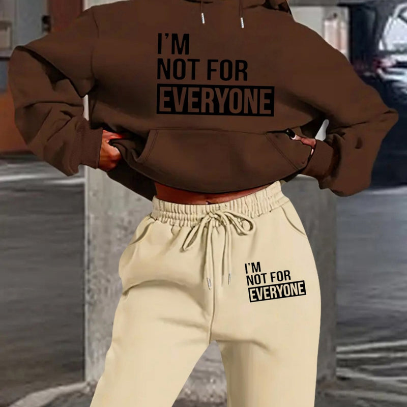 Women's European and American Fashion -Lined Hooded Sweatshirt and Pants.