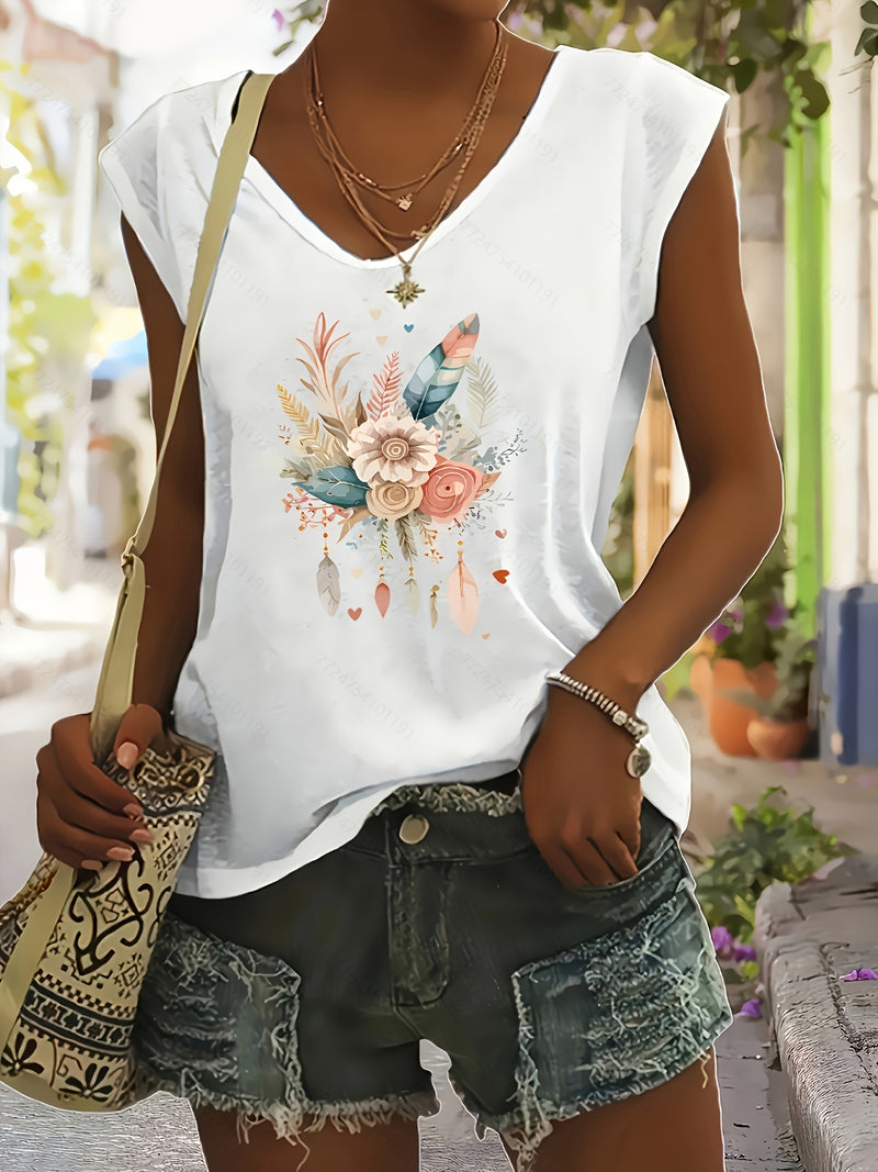 3pcs Set of Casual Floral, Heart, And Leopard Print Round Neck Fitted T-Shirts for Women.