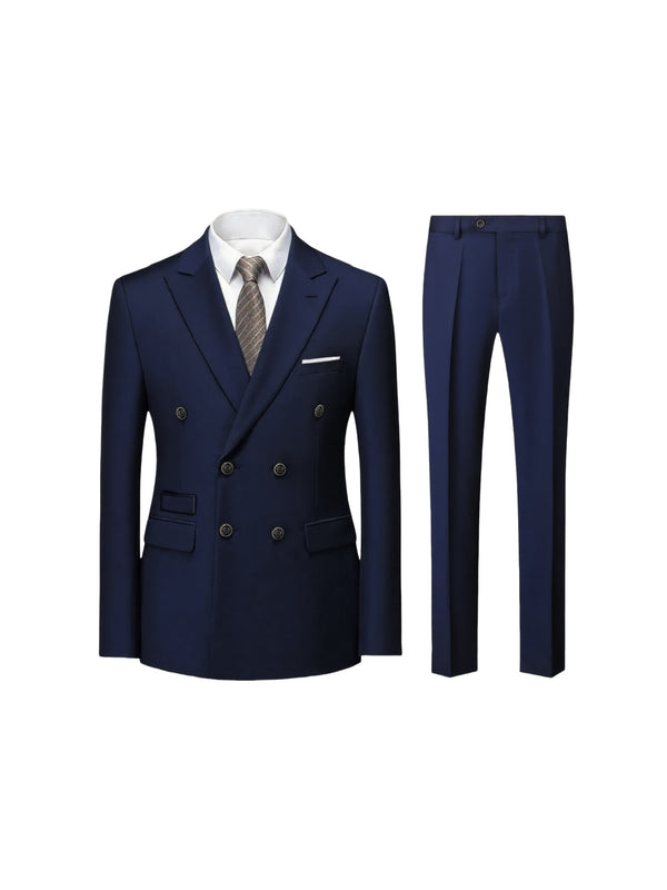 2pcs Men's Slim-Fit Tailored Suit Set - Green Wedding & Business Suit.