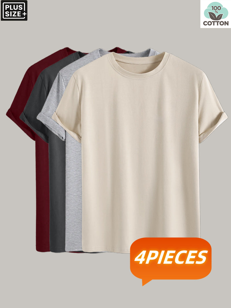 4 pcs  Men's Trendy Solid Color T-Shirts.