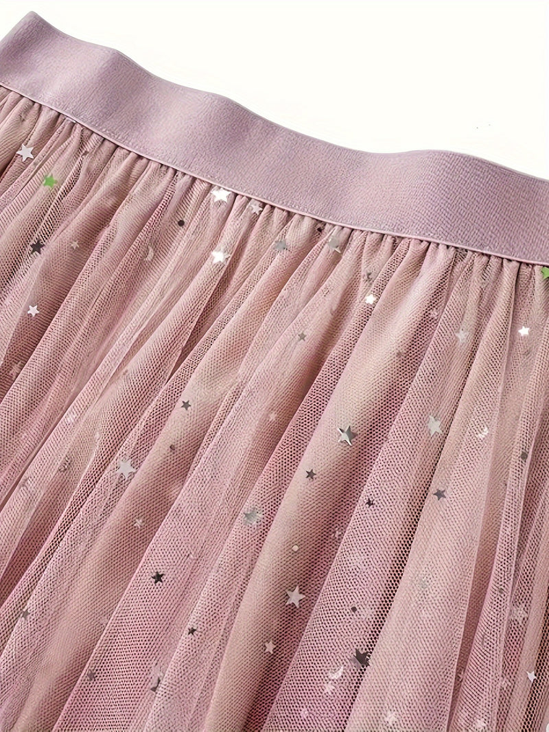 New Women's Sequin Mesh Midi Skirt, High-Waisted.