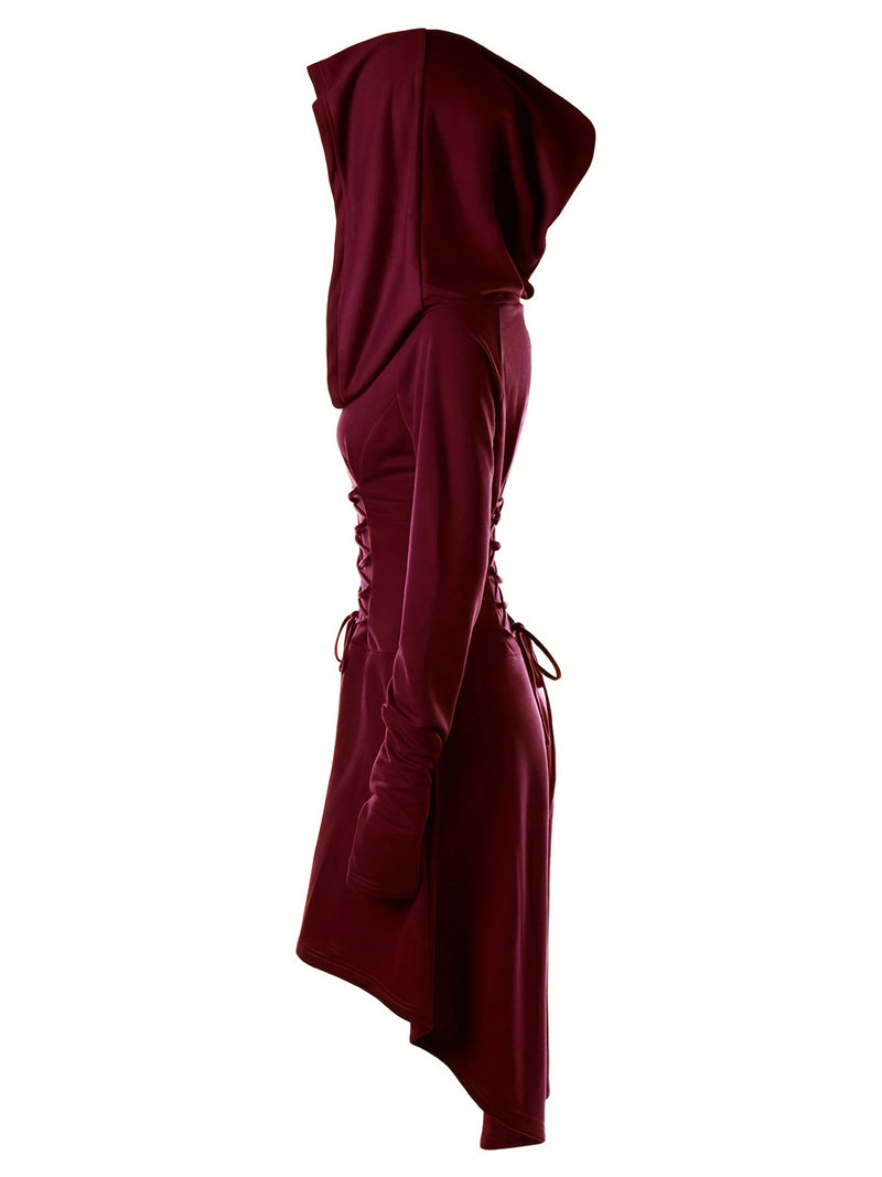 Women's Solid Color Tie-Up Asymmetrical Dress.