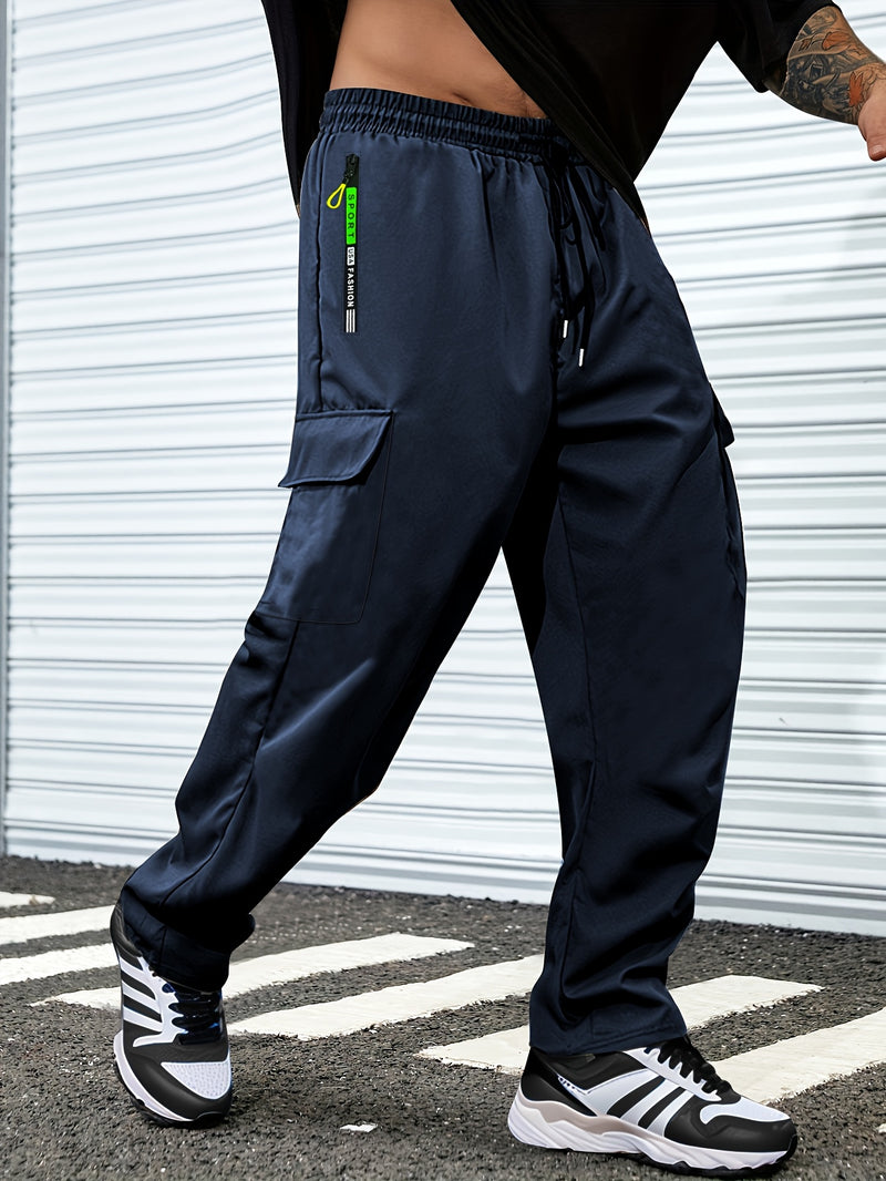 Men's Outdoor Casual Cargo Pants - Made from Polyester Fabric.