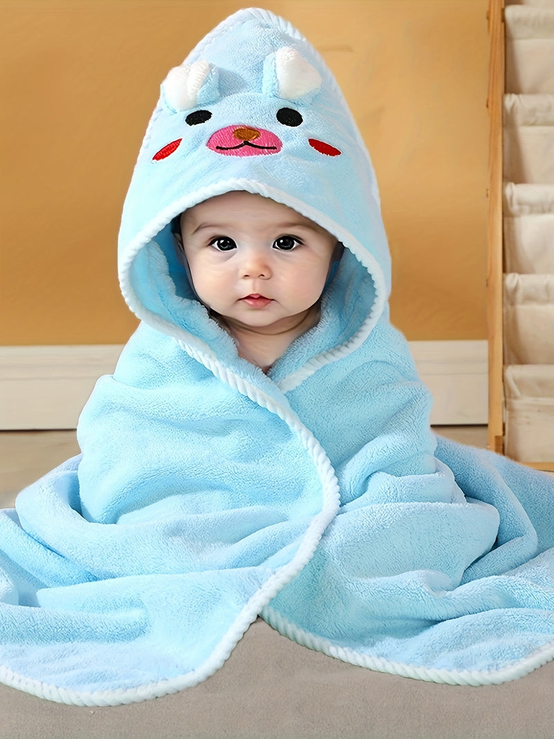 Baby's Animal Pattern Hooded Bathrobe, Multi-functional & Highly Absorbent.