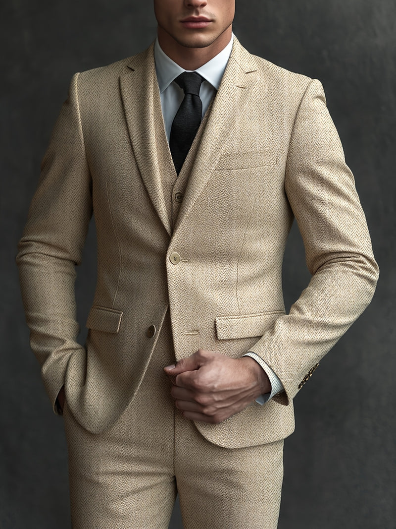 Wool Blend Herringbone Tweed.