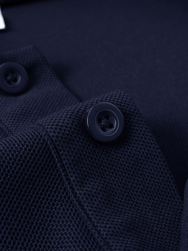 Men's Outdoor Golf and Equestrian Lapel Polo Shirt, Long Sleeve.