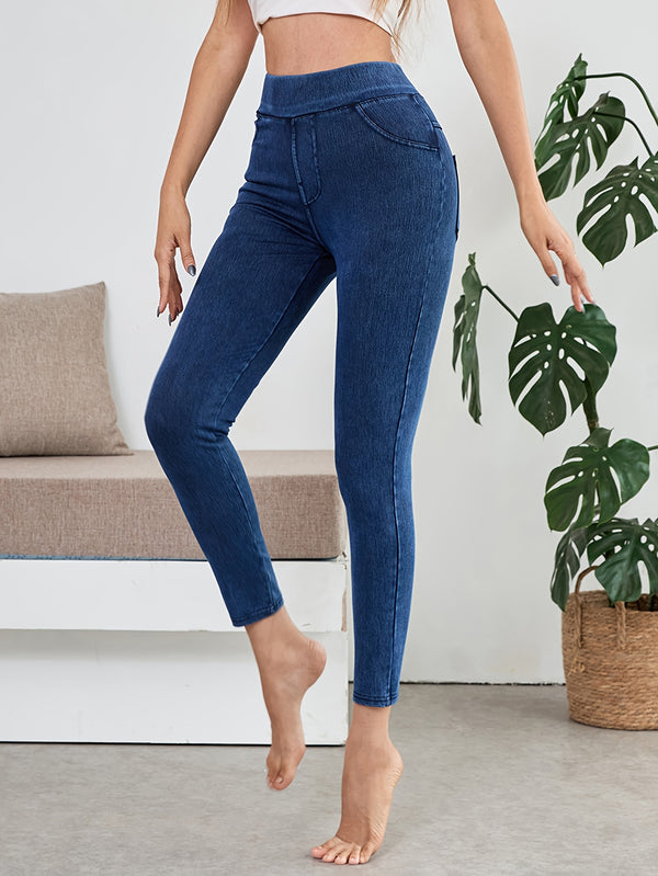 Women's High-Waisted Stretch Jeans.
