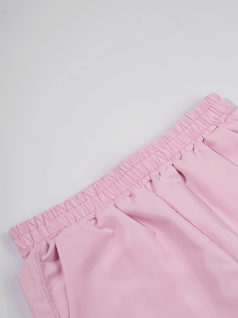 Women’s Elastic Waist Suitable for Spring, Wide-Leg Pants with Side Bow.