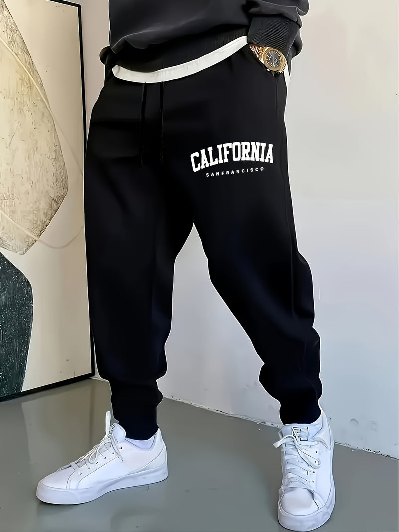 A Pair of Men's Casual Mid-Waist Sports Pants.