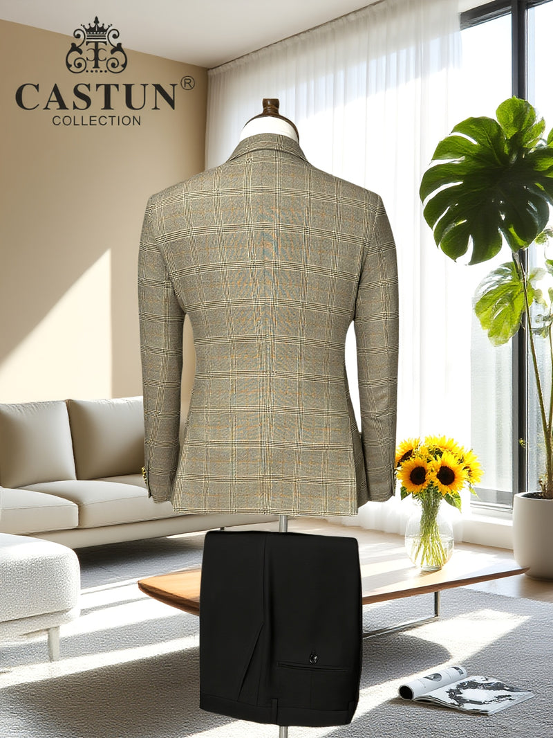 A 2pcs Slim-Fit Suit Set for Men, Suitable for Light Business.